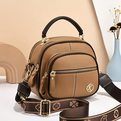 FIDM Wo 'S Synthetic Faux Leather Handbag - Chic Beige Multi-Compart T Handbag with Adjustable Strap, Zip Closure, And Polyester Lining for Everyday Use, Everyday Handbag|Sophisticated Design|Synthetic Faux Leather Purs