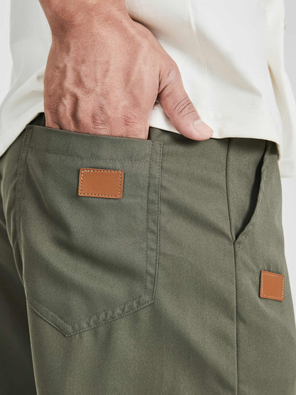 Men's Solid Color Drawstring Cargo Pants - Casual, Loose Fit with Multiple Pockets, Machine Washable