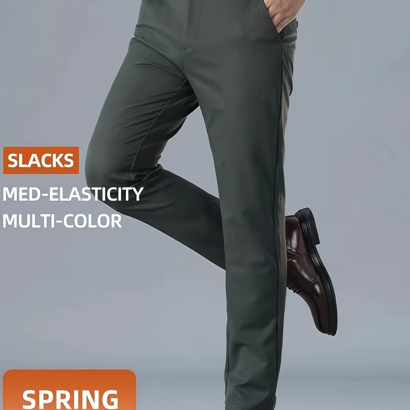 Men's Casual Solid Color Dress Pants - Polyester Blend, Woven, Regular Fit, All-Season Comfort, Adult Suit Pants