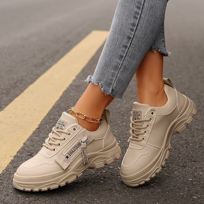 Women'S Breathable Knit Sneakers - Lightweight Thick Sole Casual Walking Shoes in White & Black, Synthetic Cover Upper with Rubber Outsole, Lace-Up Low-Top Design for Indoor/Outdoor, Travel, Beach & Shopping - Cute Gift for M