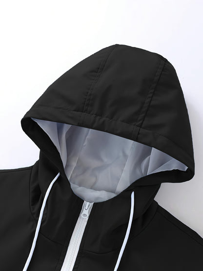 Men'S Casual 2pcs Sports Suit Unisex Couple All-Season Spring/Autumn Color Block Tracksuit with Hooded Cardigan, Zippered Jacket, Long Sleeve Coat, Joggers, Gym, Running, Outdoor Outfit, Elastic Pants, Hoodie, Top, Pants, Two