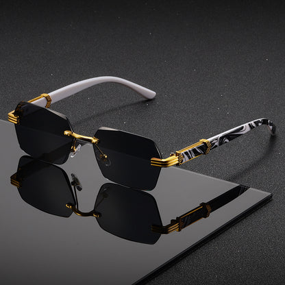 A New Stylish Pair of Men'S Glasses with a High-End Business Feel, Featuring Diamond-Cut Edges And a Fashionable Frameless Design.