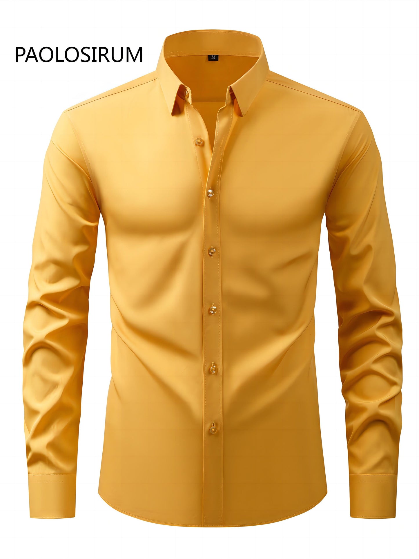 2025 New Men'S Business Slim-Fit Long-Sleeve Shirt, Wrinkle-Free, Elastic, And Smooth Fabric.