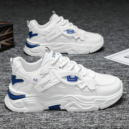 Men'S Stylish High-Top Sneakers - White with Blue Accents, Lace-Up Casual Shoes for Daily Wear, All-Season Comfort, Casual Footwear | High Top Sneakers | Durable Footwear
