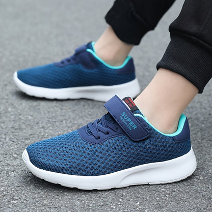Casual Blue Breathable Mesh Sneakers For Boys, Outdoor Walking Running Shoes For Spring Summer