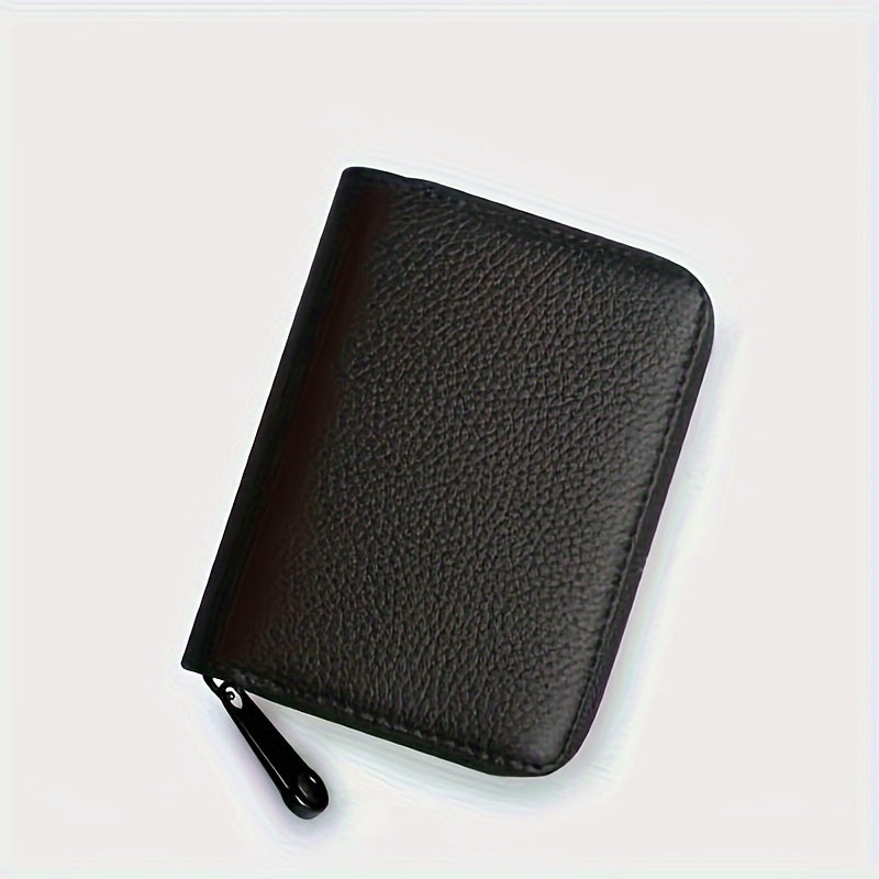 1pc Men's Anti-theft Accordion Card Holder, Multi-functional Zipper Small Wallet, Suitable For Office Workers