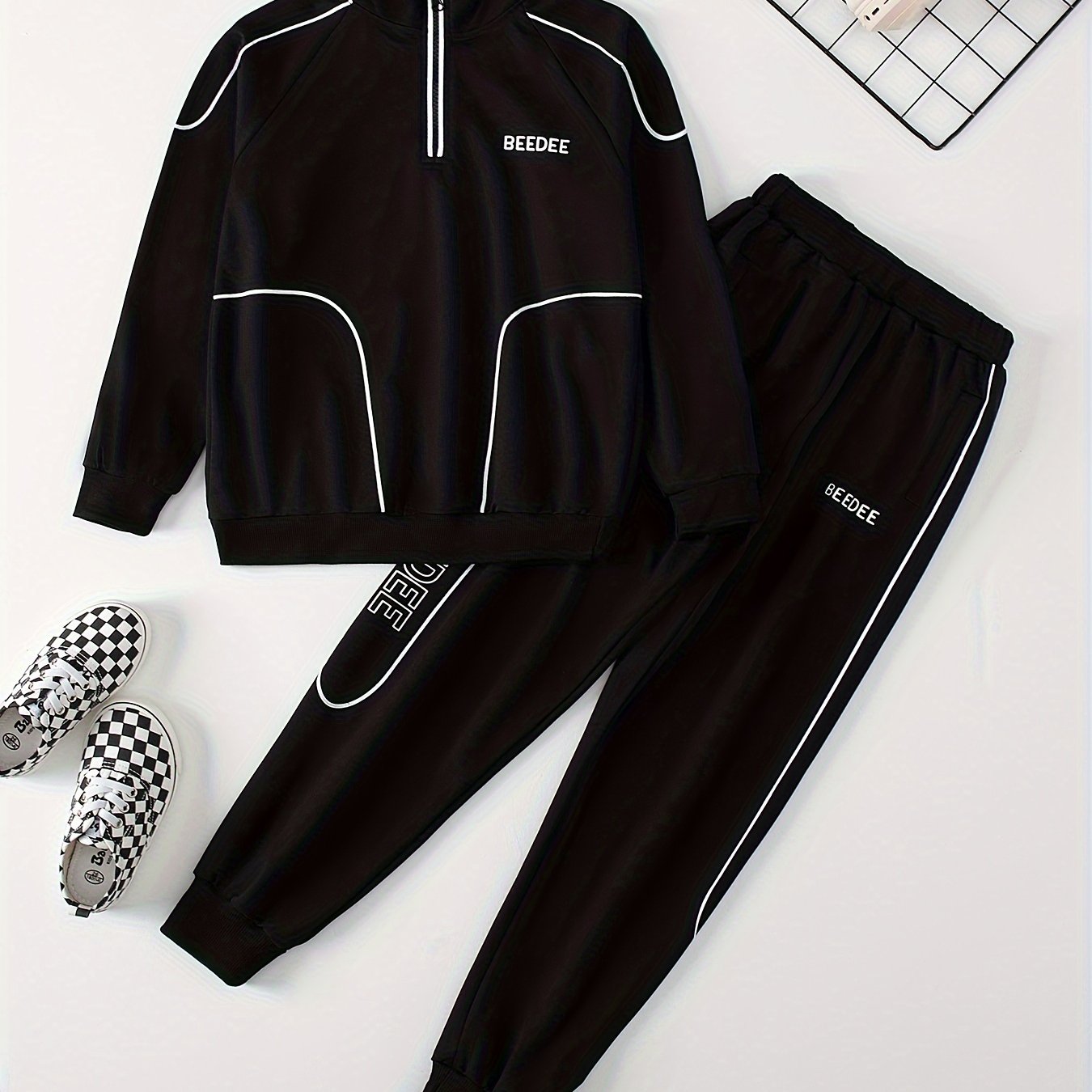 Boys' Casual Sportswear Set - Zip-Up Stand Collar Jacket & Joggers, Long Sleeve, Polyester - Perfect for Spring/Fall Outdoor Activities, Perfect for Outdoor