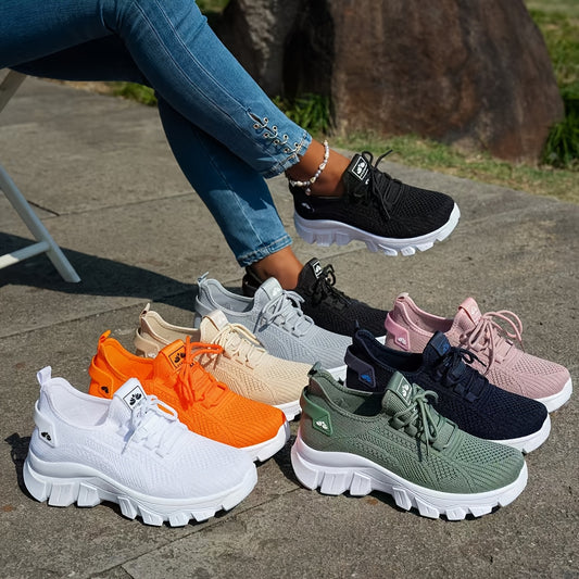 Women'S Breathable Knit Sneakers - Lightweight, Comfortable Low-Top Running Shoes with Soft Sole for All Seasons