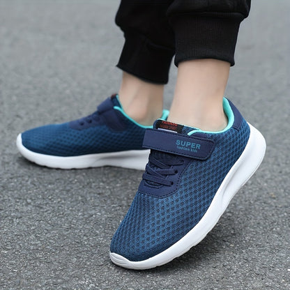 Casual Blue Breathable Mesh Sneakers For Boys, Outdoor Walking Running Shoes For Spring Summer