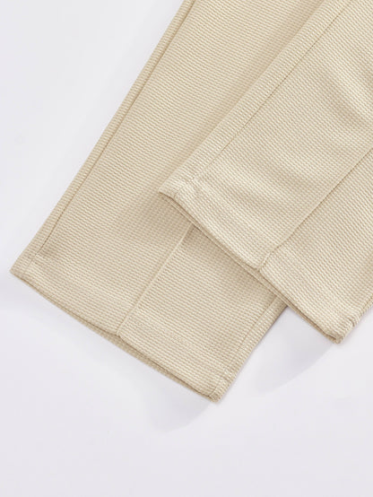Men's Casual Mixed Color Spliced Set: Shirt and Drawstring Pants, Clean and Comfortable