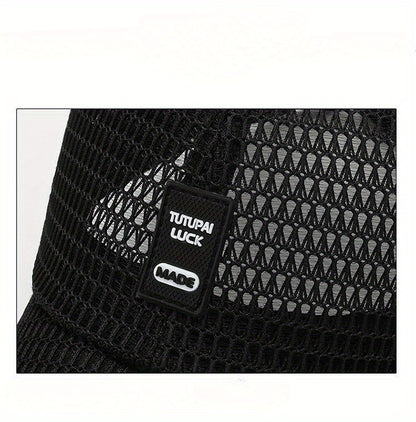 2pcs Unisex Quick-Dry Mesh Baseball Caps - Breathable, Adjustable Summer Sun Hats with Large Brims for Outdoor Activities, Black & Gray Textured Design