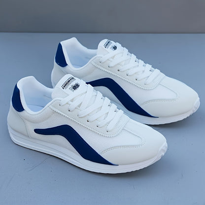 Fashion Sneakers Men'S Breathable Mesh Casual Sports Running Shoes - Striped Low Top Lace-Up Round Toe Comfort Footwear for All Seasons - PVC Sole, Fabric Insole, Everyday & Athletic Use
