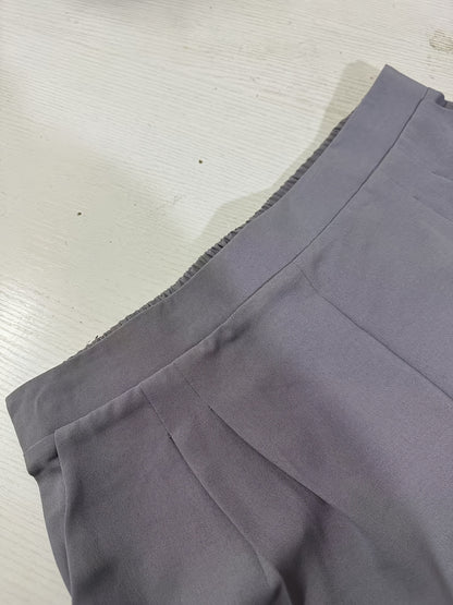 Women'S Stylish Gray Wide Leg Pants with Elastic Waistband and Double Pockets - Perfect for Office, Commuting, or Casual Wear