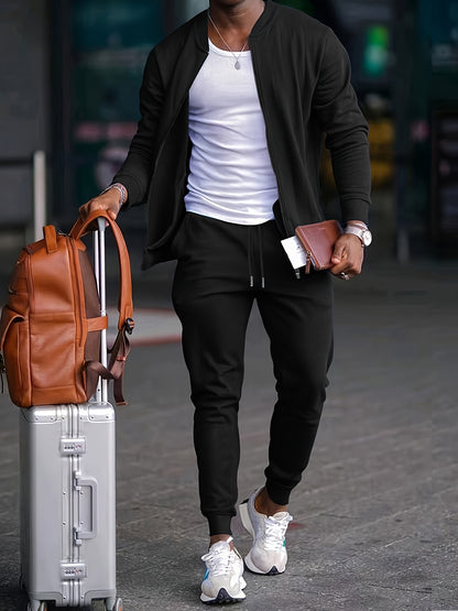 Spring and Autumn Men's Casual Sport Solid Color Suit