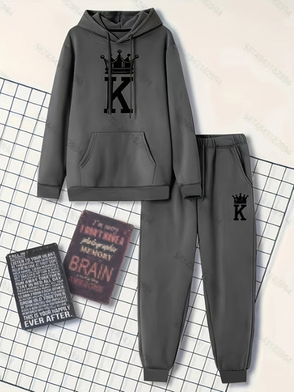Men's Classic Sporty Casual Printed Hooded Suit