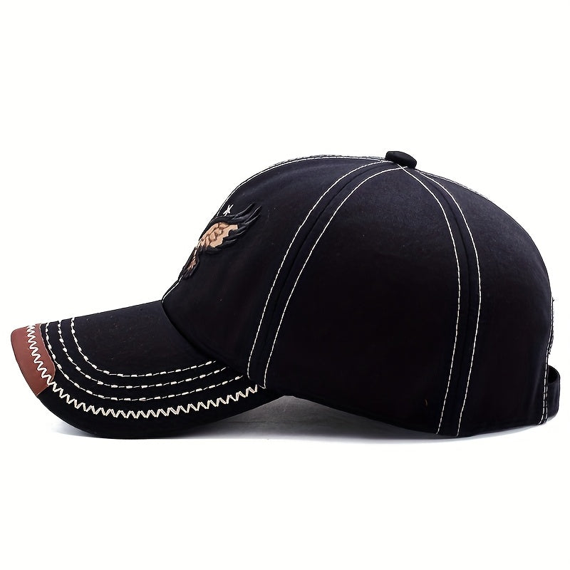 1pc Men'S Stylish Eagle Embroidery Baseball Cap - Adjustable Size, Casual Streetwear, Sun-Protective, Perfect for Outdoor Sports, Golf, and Gifts, Casual Headwear | Stylish Headgear | Adjustable