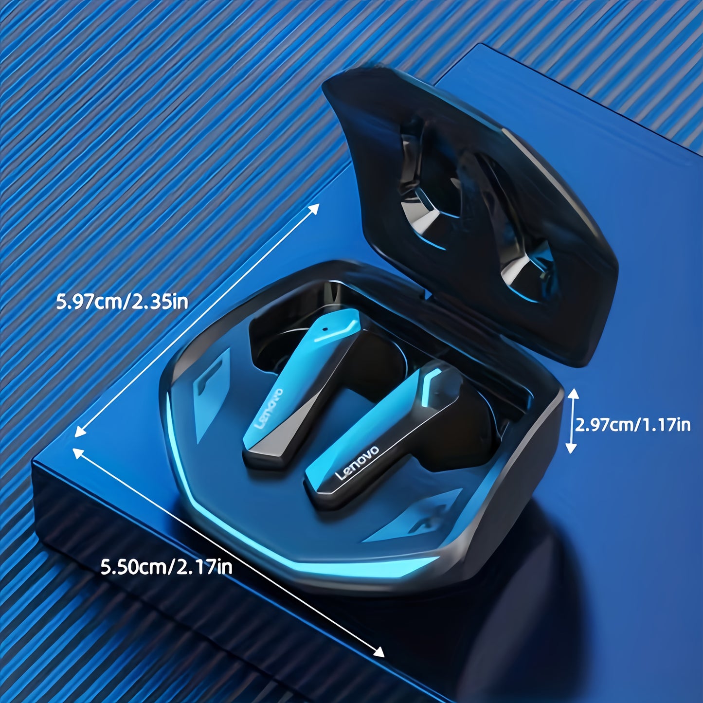 [Office Ready] Lenovo ThinkPlus GM2 PRO Wireless Earbuds - HiFi Sound, Tri-Band Analysis, Intelligent Noise Reduction, HD Calls, 350mAh Rechargeable Battery, USB Type-C Charging, Sleek Black Design with Blue Accents, Portable