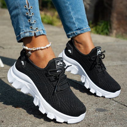 Women'S Breathable Knit Sneakers - Lightweight, Comfortable Low-Top Running Shoes with Soft Sole for All Seasons