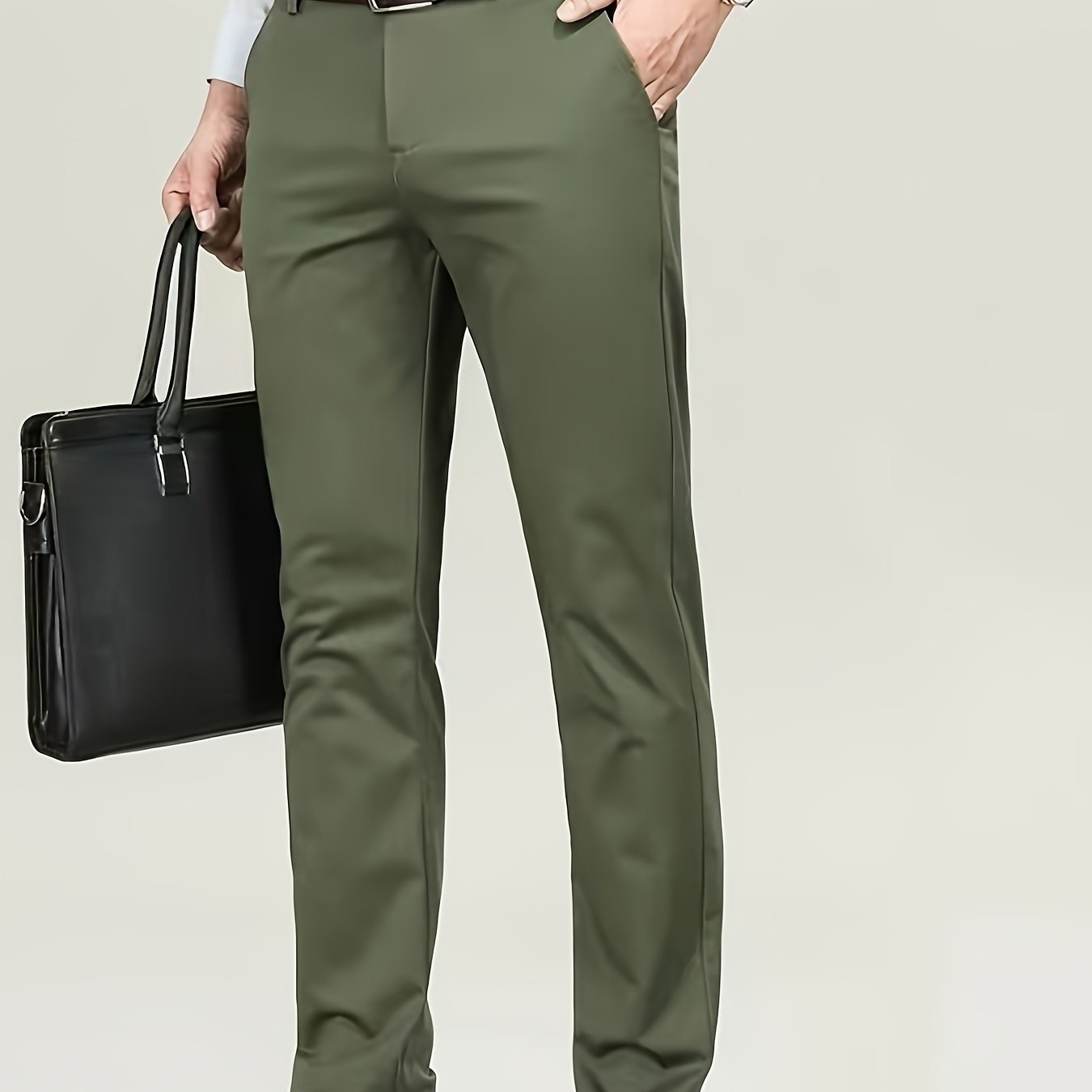 Classic Design Dress Pants, Men's Formal Solid Color Stretch Dress Pants For Business And Formal Occasions