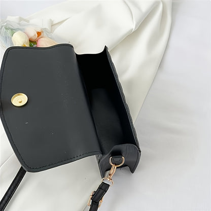 Elegant Women's Crossbody Bag with Butterfly Embellishment - Quilted Black Synthetic Leather Handbag, Magnetic Closure & Adjustable Strap, Compact Everyday Shoulder Bag for Women, Crossbody Purse, Sophisticated Accessory