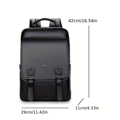 Stylish Men's Backpack - Multifunctional, Large Capacity for 39.62cm Laptop, Business & Travel Ready, Durable PU Material