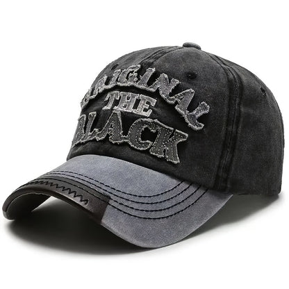 Unisex Baseball Cap THE BLACK Letter Hat Dark Style Visor Outdoor Sports Party Versatile Brimmed Hat Adjustable Size A Great Gift