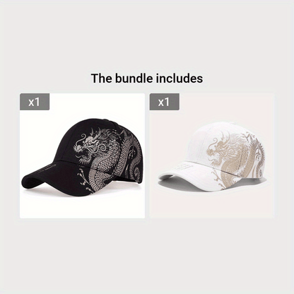 1pc Unisex Sunshade Breathable Adjustable Baseball Cap With Dragon Print For Outdoor Sport, Ideal choice for Gifts