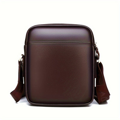 DOSHENG Men's Stylish Black Synthetic Leather Crossbody Bag - Adjustable Strap, Multi-Compartment Business Casual Satchel with Embossed Dinosaur Logo for Office Use, Versatile Crossbody Bag | Stylish Men's Accessory | Metalli