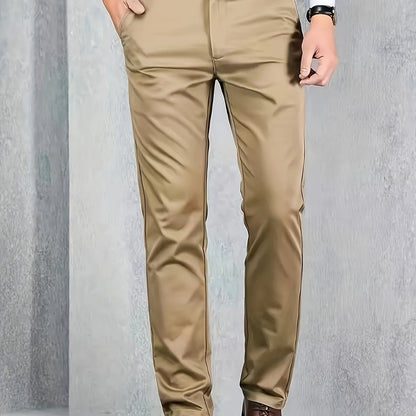 Four Seasons Men's New Casual Formal Pants Business Style Trendy Casual Long Pants Fashionable Versatile Men's Elastic Western Pants Comfortable Classic Design Casual Wear