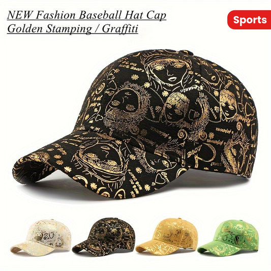New Graffiti Baseball Caps Golden Stamping Outdoor Hip-hop Joker Cap Street Cool Baseball Hats for men and women Sports Hats Breathable Sun Cap Couple Caps Duckbill Cap