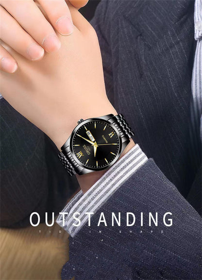 Men's watch calendar high-grade handsome fashion new trend steel watch jazz gentleman all Men's watch
