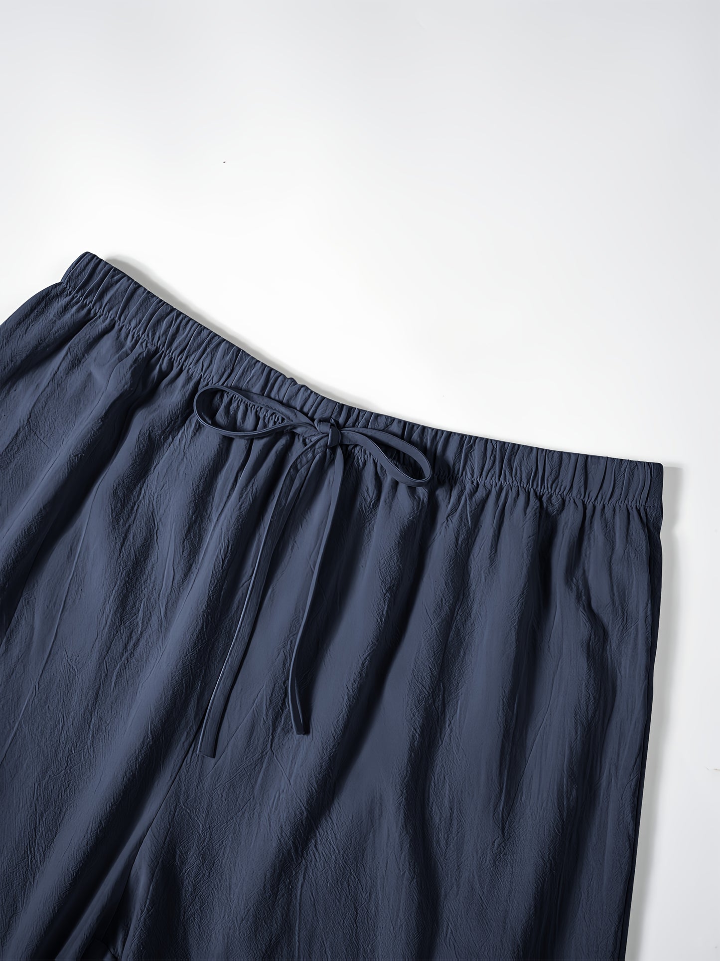 Women's Casual Solid Color Shorts with Faux Drawstring, Polyester, Machine Washable - All Seasons, Beach Pants, Leisure Style, ALL/Global/All