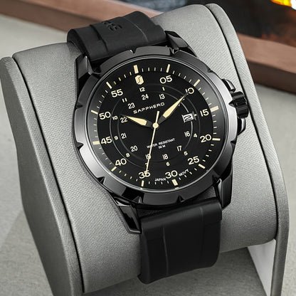 SAPPHERO Men's Luxury Watch - Stainless Steel Case & Band, 50m Waterproof, Analog Display with Date Window, Everyday & Formal Watch for Swimming, Business, Gifts - Affordable Luxury Wristwatch, Business Wristwatch, Sporty Ele