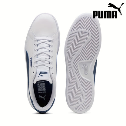 PUMA Unisex Low-Top Sneakers - White & Navy Blue, Lace-Up Casual Shoes with Cushioned Rubber Sole for Everyday, Gym, Office - All-Season Men's & Women's Athletic Footwear, Gym Footwear, Sporty Look, Durable Footwear