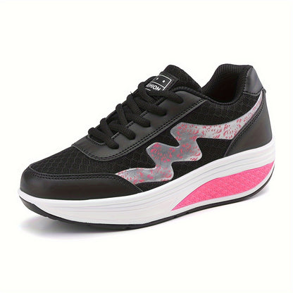 Women's Light Blue Breathable Mesh Sneakers - Air-Cushioned, Thick-Soled Sneakers with Sport Control & Lace-Up Design for All Seasons