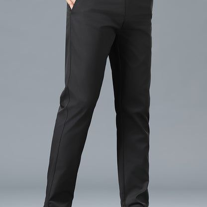 Men'S Classic Black Dress Pants - Stretchy Polyester, All-Season Comfort Fit, Regular Length, Solid Color, Allseason Pants | Stylish Dress Pants | Comfortable Fit Pants