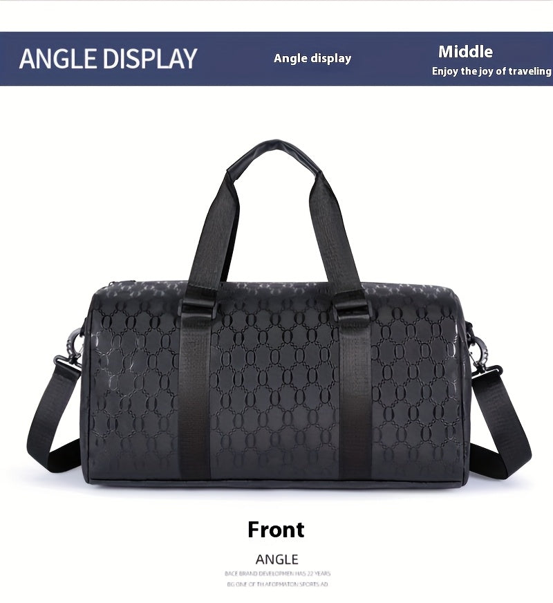 Unisex Hexagon Pattern Gym Duffel Bag - Large Capacity Fitness Travel Bag with Adjustable Shoulder Straps, Durable, Black for Yoga, Overnight Trips & Sports, Travel Luggage | Modern Fitness Bag | Sturdy Handles, Gym Accessori