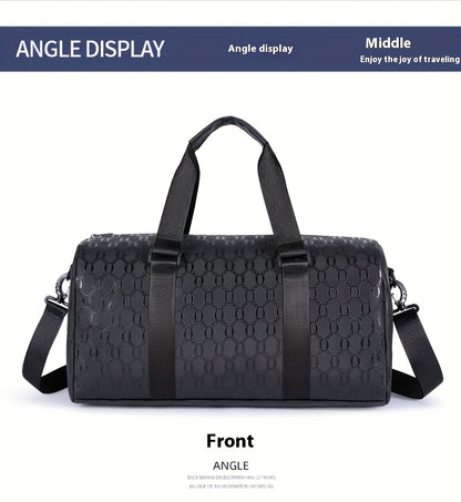 Unisex Hexagon Pattern Gym Duffel Bag - Large Capacity Fitness Travel Bag with Adjustable Shoulder Straps, Durable, Black for Yoga, Overnight Trips & Sports, Travel Luggage | Modern Fitness Bag | Sturdy Handles, Gym Accessori