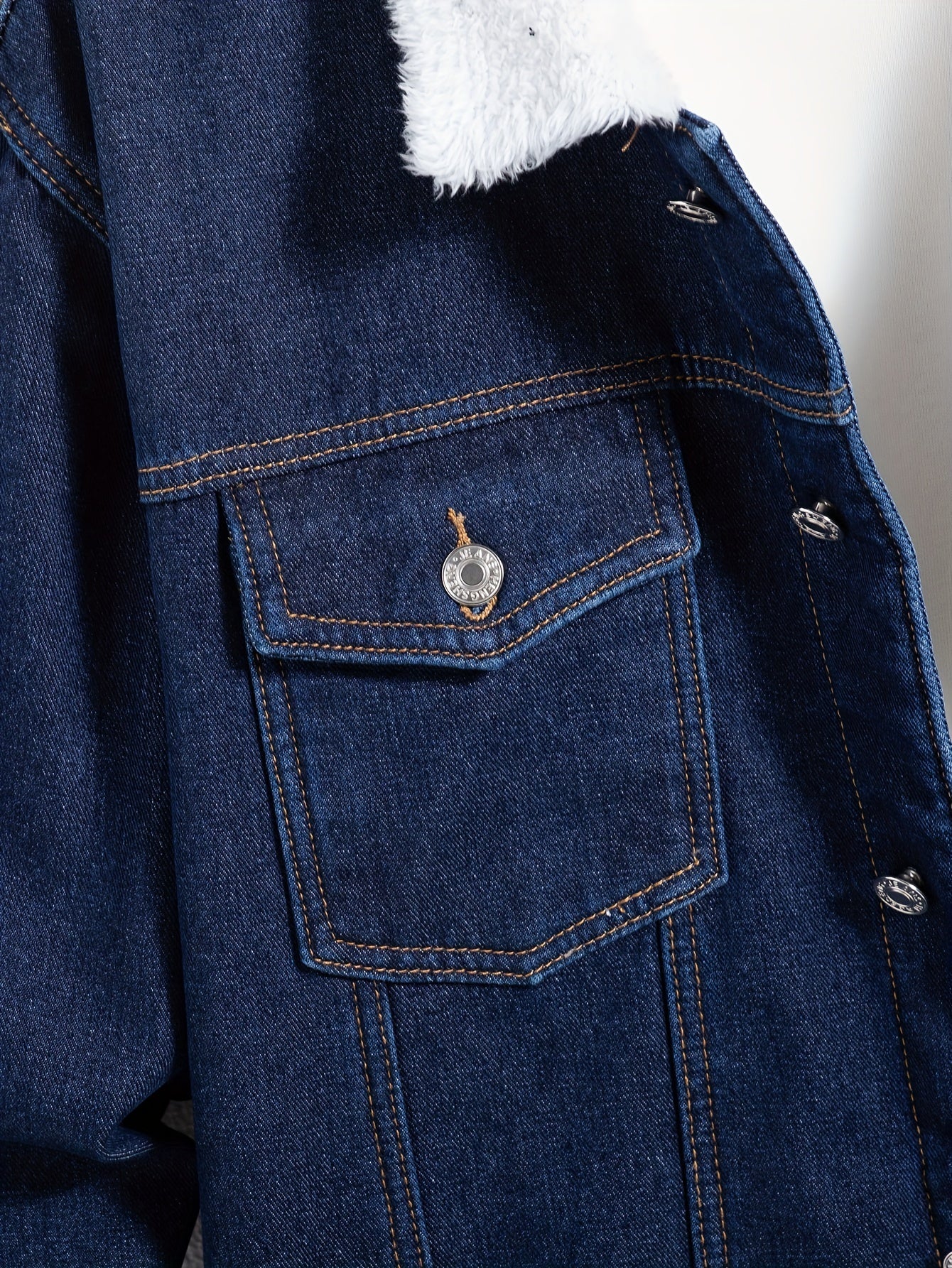 Men's Casual Warm Fleece Lined Denim Jacket, Chic Street Style Button Up Jacket for Fall Winter