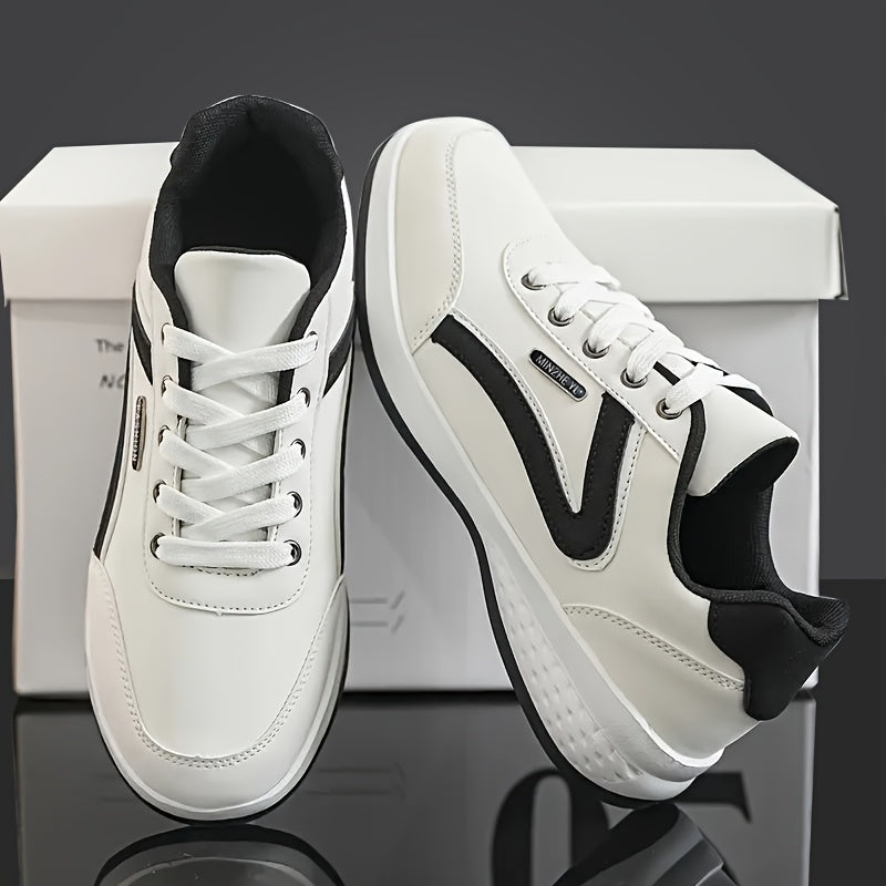 Men'S Classic British Style Casual Business Shoes - All-Season Solid & Geometric Pattern, Low Top Lace-Up, Round Toe, Faux Upper, Fabric Inner, EVA TPR Sole, Comfortable Minimalist Design for Daily & Outdoor Use, Everyday Com