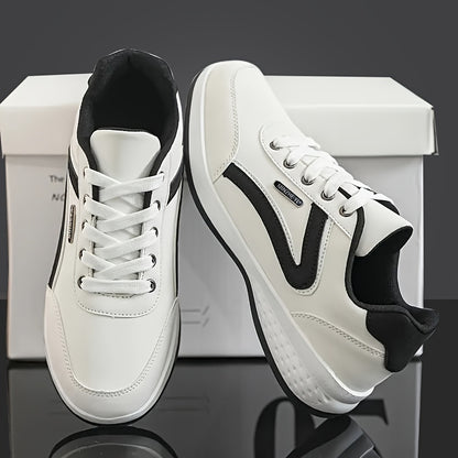Men'S Classic British Style Casual Business Shoes - All-Season Solid & Geometric Pattern, Low Top Lace-Up, Round Toe, Faux Upper, Fabric Inner, EVA TPR Sole, Comfortable Minimalist Design for Daily & Outdoor Use, Everyday Com