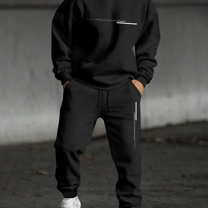 Men's Two-piece Set with Printed Hoodie and Sweatpants