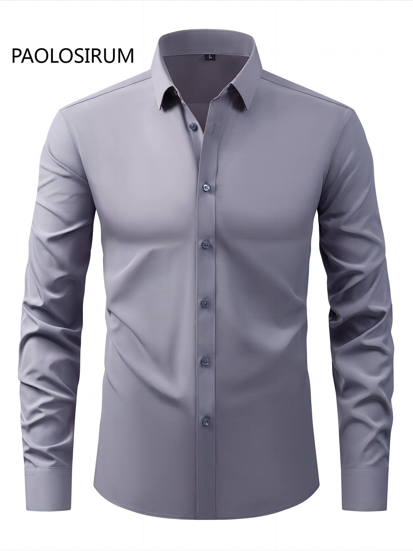 2025 New Men'S Business Slim-Fit Long-Sleeve Shirt, Wrinkle-Free, Elastic, And Smooth Fabric.