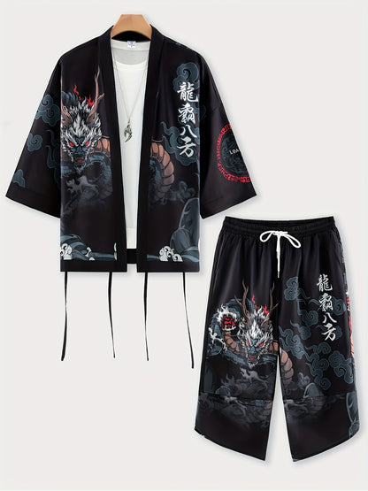 Men's Dragon Bafa Short Kimono Set