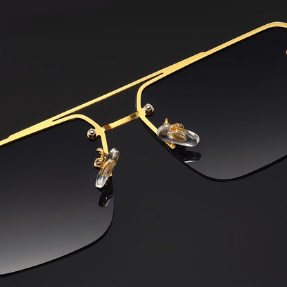 Luxury Frameless Fashion Glasses for Men and Women, Imitation Wood Grain Temple Tips, Perfect Choice, Versatile Comfortable, Popular Selection
