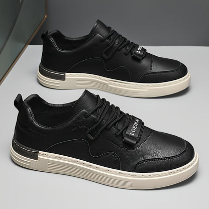 Men'S Casual Low-Top Sneakers - Lightweight, Comfortable & Versatile Skate Shoes in Black with White Accents, Lace-Up Design for Outdoor Hiking & Casual Wear, Outdoor Hiking Shoes | Stylish Lowtops | Comfortable Footwear