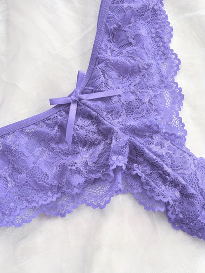 Sexy and Romantic Sleepwear Set, Solid Color Lace Camisole with Matching Panties, V-Neck Design Accentuating Elegant Neckline, Delicate Lace Pattern for Softness. Flared Hem and Ruffled Front Add Graceful Charm, Perfect for a