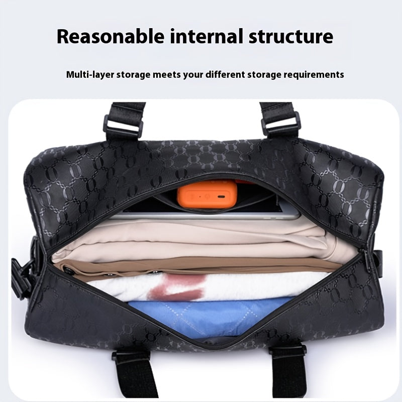 Unisex Hexagon Pattern Gym Duffel Bag - Large Capacity Fitness Travel Bag with Adjustable Shoulder Straps, Durable, Black for Yoga, Overnight Trips & Sports, Travel Luggage | Modern Fitness Bag | Sturdy Handles, Gym Accessori