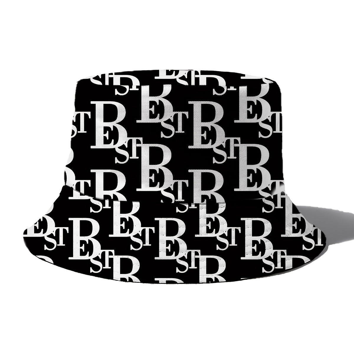 1pc Unisex Bucket Hat with Letter B Print, 100% Polyester, Lightweight, Non-Stretch, Holiday Theme, New Year'S Essential, Outdoor Versatile, Easy to Carry, Woven Craftsmanship, Random Print Pattern
