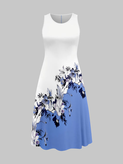 Fashion Women's solid color small cardigan and floral print patchwork dress two-piece set